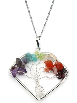 Alibaba Doğaltaş Tel Sarmalı Çakra Doğal Taş Kolye