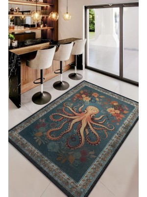 Homshtag Nuh'un Gemisi Koleksiyonu Ahtopot Çiçek Desenli Temalı Vintage Renkli Maksimalist Halı