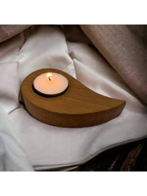 Woodvive Ahşap Tealight Damla Mumluk - Kayın M005