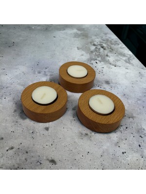 Woodvive Ahşap Tealight Mumluk - Kayın M006