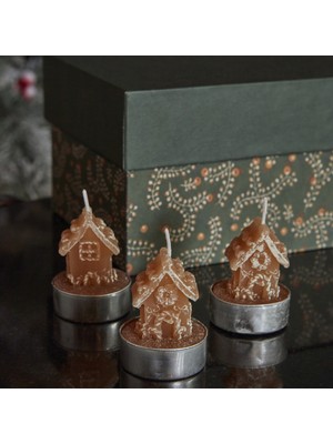 Karaca Home New Year Yılbaşı 24 Ginger House 3'lü Tealight Mum 18X5X6 cm