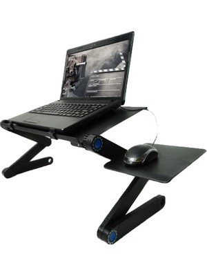 Techtic Çok Fonksiyonlu Katlanabilir Leptop Standı Mouse Pad+Çift Fan Soğutucu+Notebook Laptop Sehpası