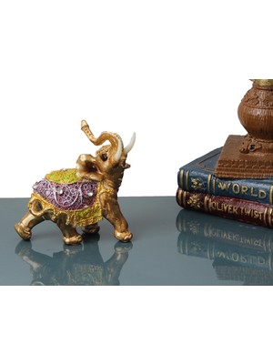 Elifeshop Yaldız Işlemeli Şanslı Fil Biblo Heykel Hediyelik Dekoratif Ürün Vitrin Masa Süsü Ev Hediyesi Küçük