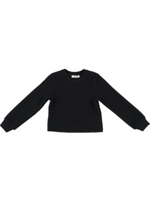 Panço Kız Çocuk Dokulu Örme Sweatshirt