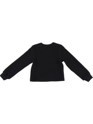 Panço Kız Çocuk Dokulu Örme Sweatshirt