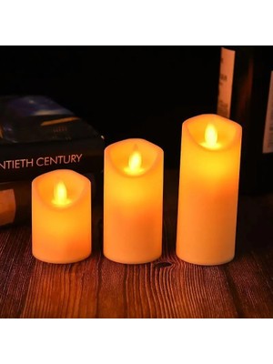 Yenitech LED Mum Titreyen Tealight Işıklı Alevsiz Büyük Boy 3lü Kumandalı Set