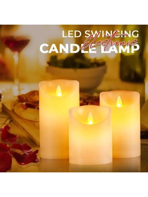 Yenitech LED Mum Titreyen Tealight Işıklı Alevsiz Büyük Boy 3lü Kumandalı Set