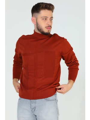 Julude Kiremit Erkek Desenli Triko Kazak P-00005271