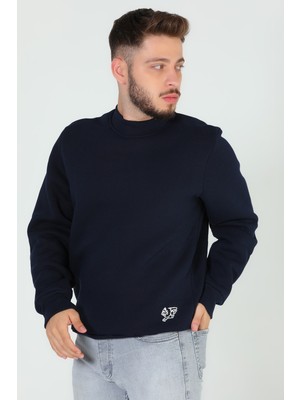 Julude Lacivert Erkek Üç Iplik Şardonlu Oversize Sweatshirt P-00005262