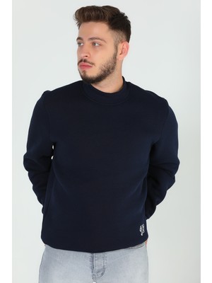 Julude Lacivert Erkek Üç Iplik Şardonlu Oversize Sweatshirt P-00005262