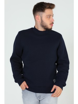 Julude Lacivert Erkek Üç Iplik Şardonlu Oversize Sweatshirt P-00005262