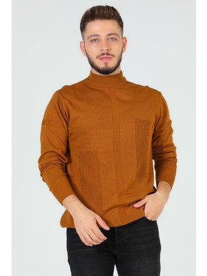 Julude Camel Erkek Desenli Triko Kazak P-00005271
