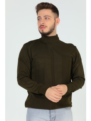 Julude Haki Erkek Desenli Triko Kazak P-00005271