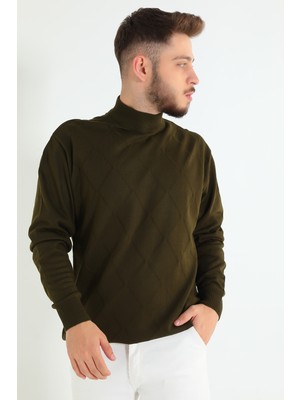 Julude Haki Erkek Desenli Triko Kazak P-00005369