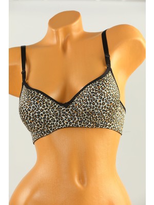 Julude Leopar Desen Kadın Leopar Desenli Destekli Sütyen P-00004407