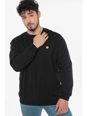 Julude Siyah Erkek Bisiklet Yaka Oversize Sweatshirt P-00005276