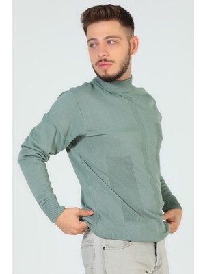 Julude Mint Erkek Desenli Triko Kazak P-00005271