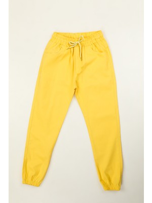 Julude Sarı Kız Çocuk Bel ve Paça Lastikli Gabardin Pantolon P-00007635