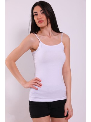 Julude Beyaz Tutku Kadın Elastan Ip Askılı Atlet P-00002572