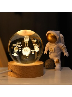 Hediyesahibi  Işıklı Ahşap Kaideli Uzay Cam Küre 8  x 6 cm