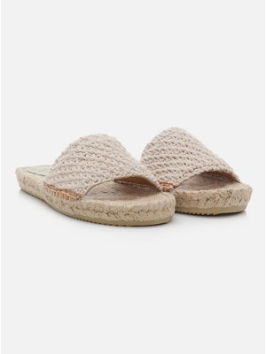 Su Espadril Jade Bej Kadın Örgü Espadril Terlik