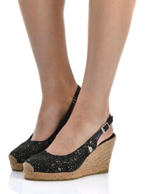 Su Espadril Pia Siyah Kadın Dolgu Topuklu Espadril