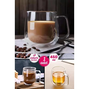 Berdina Home Çift Cidarlı Kupa Bardak 450 ml Ev Ofis Espresso Kahve Çay Fincanı Borosilikat