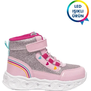 Kids Patik Kız Çocuk Işıklı Düz Bot Pudra