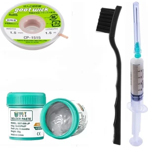 Krem Lehim Solder Paste 183°C SN63/PB37 50G Flux Lehim Toplama CP-1515 Lehim Emme Teli 1,5 mm