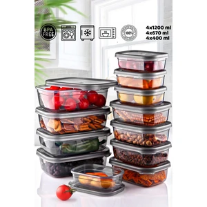 HOMENIVA 12'li Lux Saklama Kabı Seti - Kahvaltı Buzdolabı Kabı Seti (400ML-670ML-1200ML)