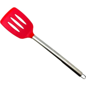 Çelik Saplı Silikon Spatula - Kırmızı
