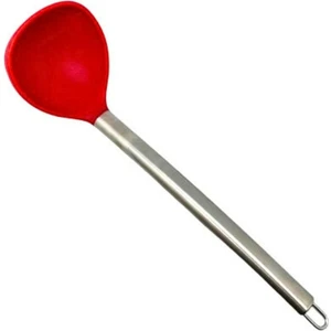 Çelik Saplı Silikon Kepçe - Kırmızı