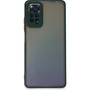 Kzy Xiaomi Redmi Note 11 Kılıf Kamera Korumalı Silikon Kenarlı Renkli Düğmeli Arkası Mat Arka Kapak - Yeşil