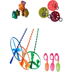 60 Parça Set Ufo Fırıldak Plastik Topaç Ufo Fırfır Su Yüzüğü Nostaljik Eğitici Oyuncaklar