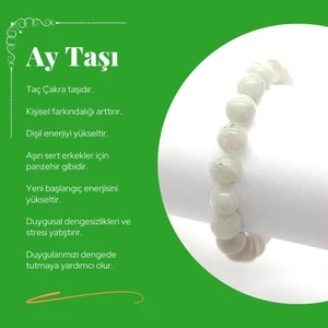 Doğal Taş Ay Taşı Bileklik - Zayıflama Taşı - Kadınlar Için Şifa - Dişil Enerji - Duygu Dengeleyici