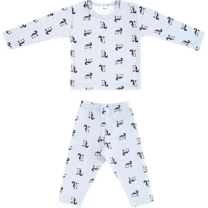 Yenidoğan Pijama Takımı Sincap Desenli Mavi