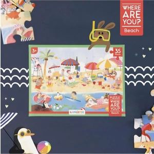 3 Yaş Üzeri Çocuklar Için Eğitici Ve Öğretici Puzzle 35 Parça Yapboz - Neredesin - Plaj Teması
