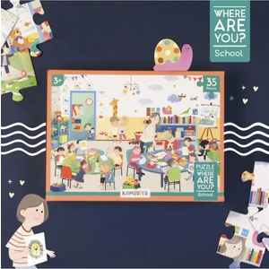 Neredesin - Okul Teması - 3 Yaş Üzeri Çocuklar Için Eğitici Ve Öğretici Puzzle 35 Parça Yapboz