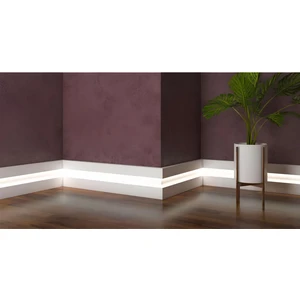 Pasha Dekor Effect Serisi 11.5 cm Lake Beyaz LED Kanallı Ledli Pvc Süpürgelik