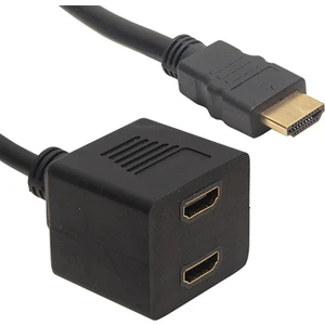 POWERMASTER HDMI ERKEK-HDMI DİŞİ X 2 ADAPTÖR 30 CM KABLO ÇİPSETLİ HDMI ÇOKLAYICI