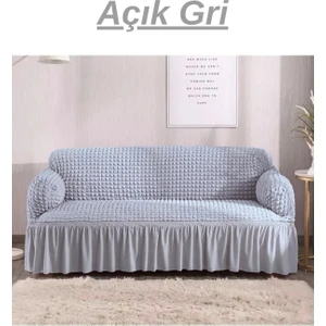 Bürümcük 3 Kişilik Koltuk Örtüsü. Etekli Streç Esnek Lastikli Çekyat Kanepe Kılıfı