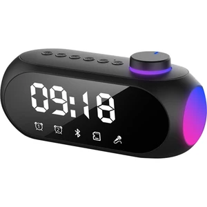 Taşınabilir Mini Fm Radyo Alıcısı Hifi Ses Rgb Bluetooth Hoparlör Saatli Çift Çalar Saat Desteği Handsfree -A (Yurt Dışından)