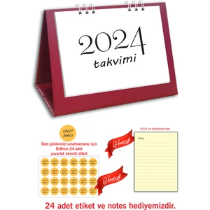 Cabuk Baskı Spiralli Özel Günler 2024 Masa Takvimi