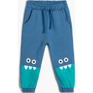 Jogger Eşofman Altı Beli Bağlamalı Canavar Baskılı Aplike Detaylı Pamuklu