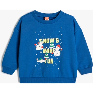 Sweat Kardan Adam Baskılı Uzun Kollu Şardonlu Pamuklu