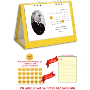 Cabuk Baskı Atatürk Fotoğraflı Spiralli 2024 Masa Takvimi