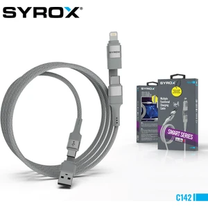 C142 4 In 1 Çoklu Şarj & Data Kablo USB To Type-C / Type-C To Type-C / Type-C To Lightning / USB To Lightning