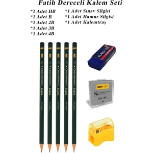 Resim Kalemi Fatih Dereceli Kalem Seti Karakalem Seti Hb B 2b 3b 4b 8'li Set Sınav Silgisi ve Hamur Silgi Kalemtraş