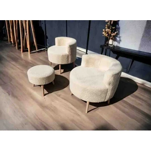 Çay Seti Ikili Koltuk Berjer ve Puf Takımı (Salon, Balkon, Ofis) 3 Lü Takım
