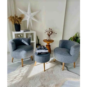 Çay Seti Ikili Koltuk Berjer ve Puf Takımı (Salon, Balkon, Ofis) 3 Lü Takım